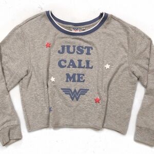 Junk Food Just Call Me Wonder Woman Sweatshirt Heather Gray Size XL